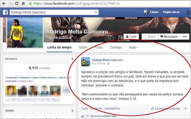 Envolvido em esquemas de corrupção está foragido, mas faz postagem no Facebook