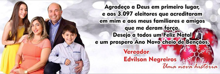 Mensagem do vereador Edwilson Negreiros