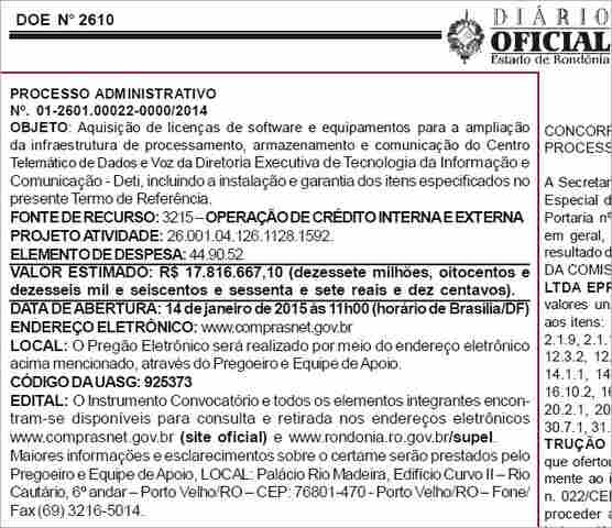 MP recomenda ao Estado prorrogação de prazo para apresentação de propostas para contratação de serviços de informática