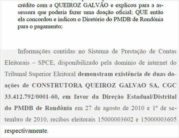 DOAÇÃO PARA CAMPANHA DO PMDB MOTIVOU A INCLUSÃO DO NOME DE RAUPP NA LISTA DA PGR