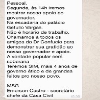 GOVERNADOR DESAUTORIZA CHEFE DA CASA CIVIL, QUE CONVOCOU COMISSIONADOS A ATO CONTRA TRE