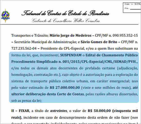 DESEMBARGADOR CASSA LIMINAR DO TRIBUNAL DE CONTAS E MANDA PROSSEGUIR LICITAÇÃO PARA NOVA EMPRESA DE ÔNIBUS