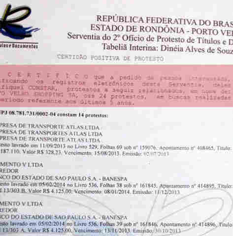PORTO VELHO SHOPPING ACUMULA PROTESTOS NOS CARTÓRIOS E ENFRENTA AÇÕES NA JUSTIÇA E DENÚNCIA NO MPE