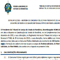TRIBUNAL DE JUSTIÇA DIVULGA EDITAL DE CONCURSO PARA 153 VAGAS; CONFIRA