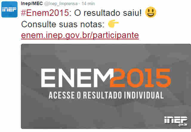 MEC LIBERA NOTAS DO ENEM 2015;CONFIRA