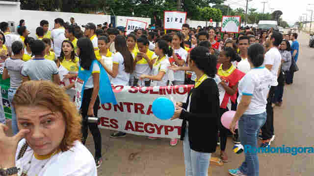 Centenas de estudantes fazem passeata para alertar sobre riscos do mosquito Aedes aegypti