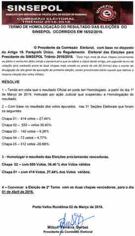 Justiça revoga liminar e segundo turno no Sinsepol será dia 1 de abril