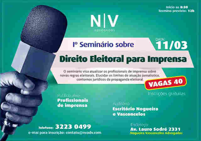 Seminário de direito eleitoral voltado a jornalistas acontece na sexta