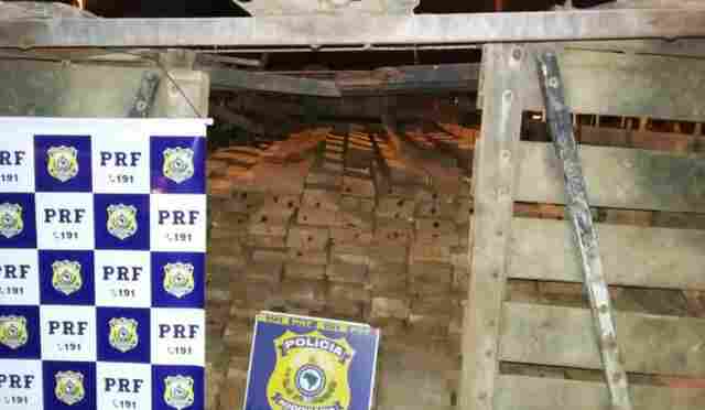 PRF apreende carga ilegal de madeira na BR-364