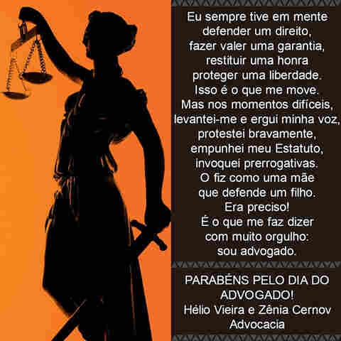 Mensagem de Hélio Vieira e Zênia Cernov pelo Dia do Advogado