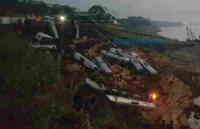 Vídeo mostra local onde barranco desabou com mais de 10 carretas na Capital