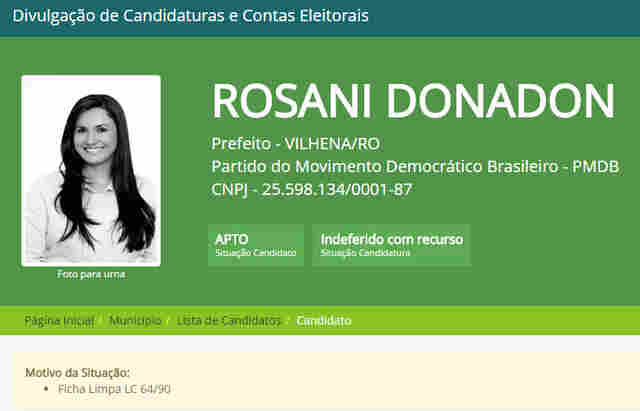 Caiu na Lei da Ficha Limpa: TRE julga recurso de Rosani Donadon neste sábado