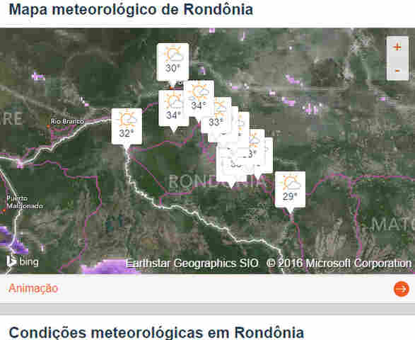 Confira a previsão do tempo para todas as cidades de Rondônia neste domingo