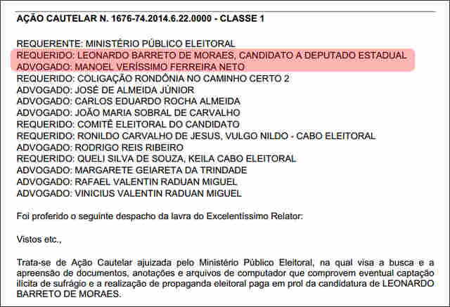 Deputado Léo Moraes usa verba pública para pagar R$ 140 mil a advogado que o defendeu em ações de crime eleitoral