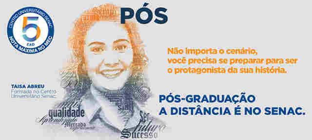 Senac está com inscrições abertas para cursos de pós-graduação a distância