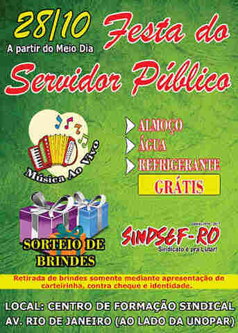 Sindsef promoverá Festa do Servidor Público no dia 28 de outubro