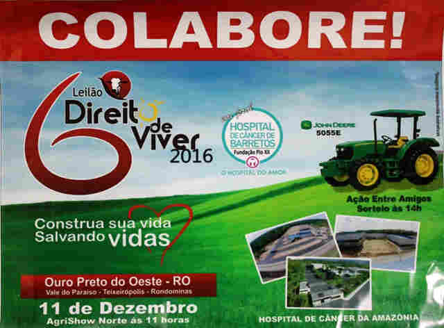 6º Leilão Direito de Viver de Ouro Preto vai sortear um trator novo