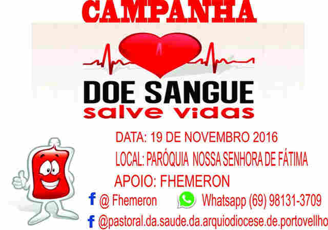 Igreja Católica organiza campanha de doação de sangue em Porto Velho