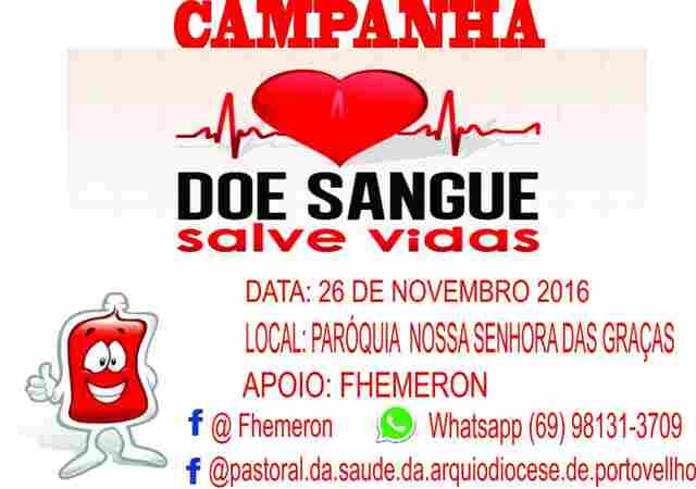 Igreja faz campanha para doação de sangue neste sábado