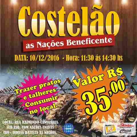 Igreja Batista às Nações realiza Costelão Beneficente