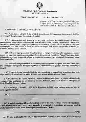 Em proposta ainda não oficial, Governo prevê benefícios a policiais somente em 2018
