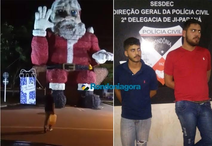 Irmãos de Porto Velho tentam incendiar Papai Noel em Ji-Paraná e são presos; vídeo
