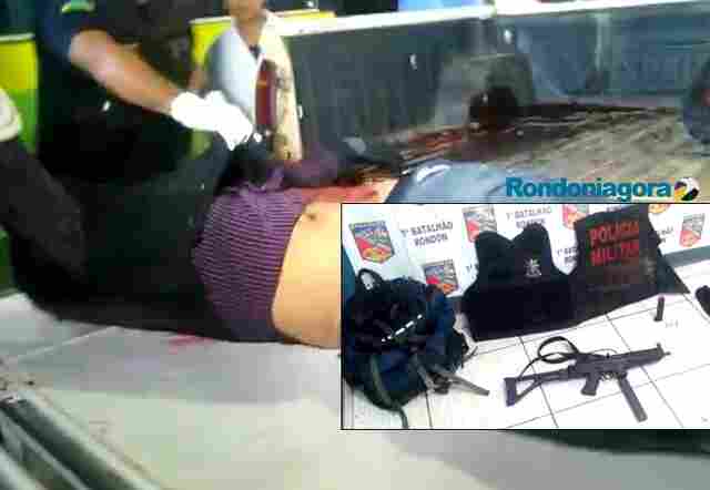 Criminoso é morto em troca de tiros com a PM na Capital; Assaltante tinha até metralhadora