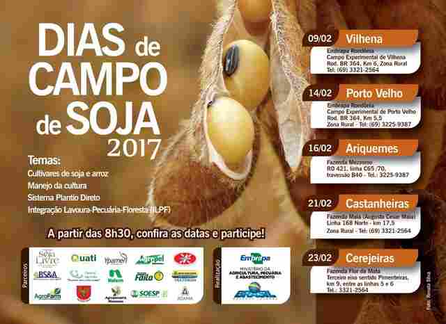 Embrapa inicia Dias de Campo de Soja em Rondônia no dia 9 de fevereiro