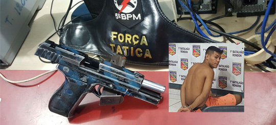 Suspeito de roubo é preso portando pistola 9 milímetros de fabricação turca, em Porto Velho