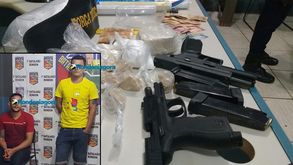 Dupla é presa com pistolas e um quilo de cocaína na Zona Sul de Porto Velho