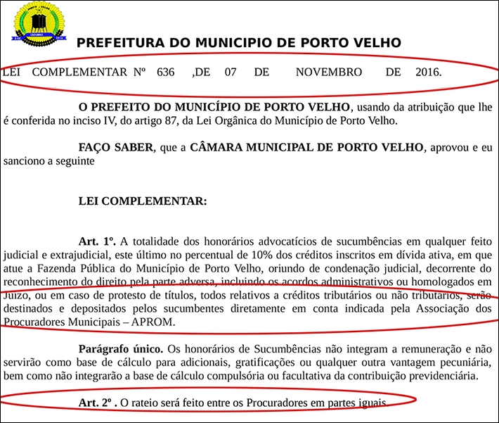 MP impetra ação questionando cobrança abusiva que beneficia apenas procuradores da Prefeitura de Porto Velho