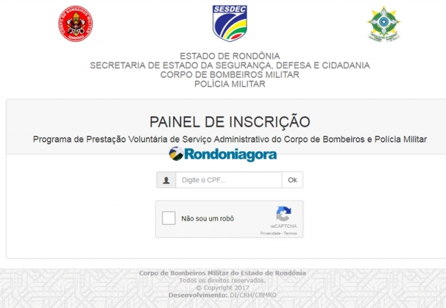 Abertas as inscrições para serviços administrativos da PM e Bombeiros de Rondônia
