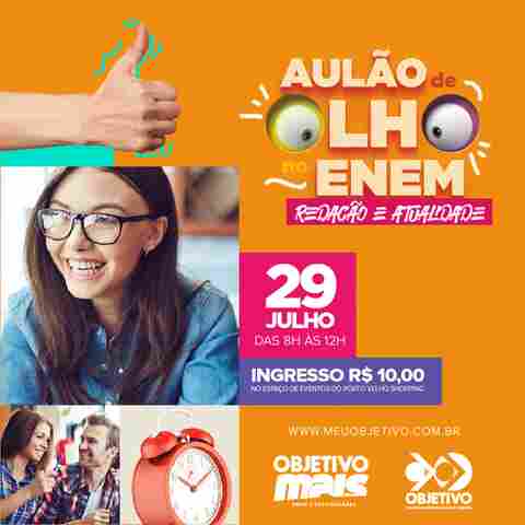 Possíveis temas de redação do Enem 2017 serão abordados em aulão do Objetivo Mais