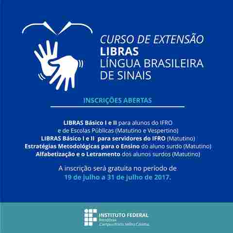 IFRO está com inscrição aberta para curso de Libras