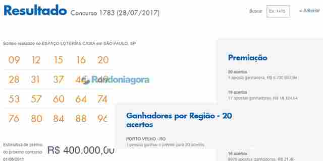 Aposta de Porto Velho leva mais de R$ 5, 7 milhões na Lotomania