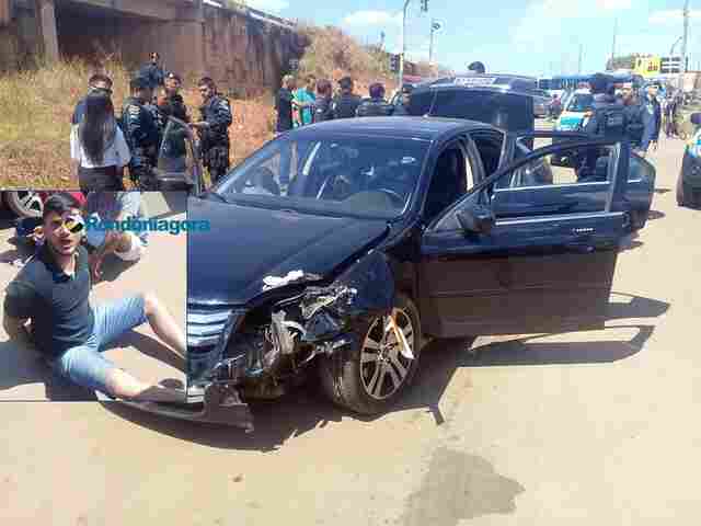 Após intensa perseguição, foragido bate carro e é preso em Porto Velho