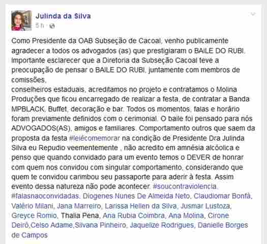 Barraco na festa da OAB em Cacoal