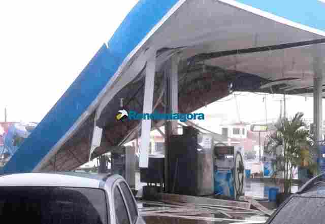 Forte temporal derruba estruturas de dois postos de combustível em Porto Velho; confira vídeo e fotos