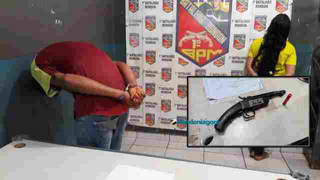 Casal é preso com escopeta e confessa que iria praticar roubos na capital