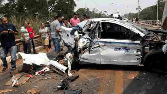 Táxi de Porto Velho se envolve em grave acidente na BR-364, em Pimenta