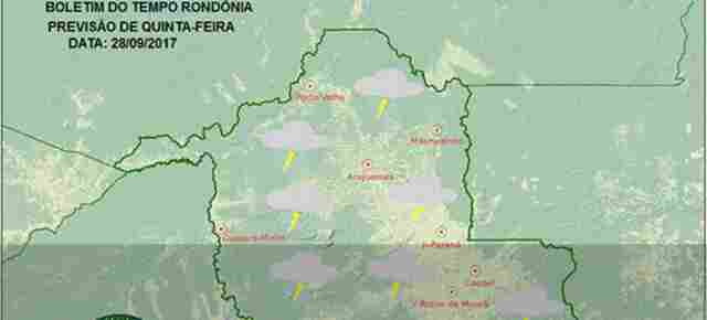 Sipam prevê possibilidade de chuva forte e ventanias em todo o Estado nesta quinta-feira
