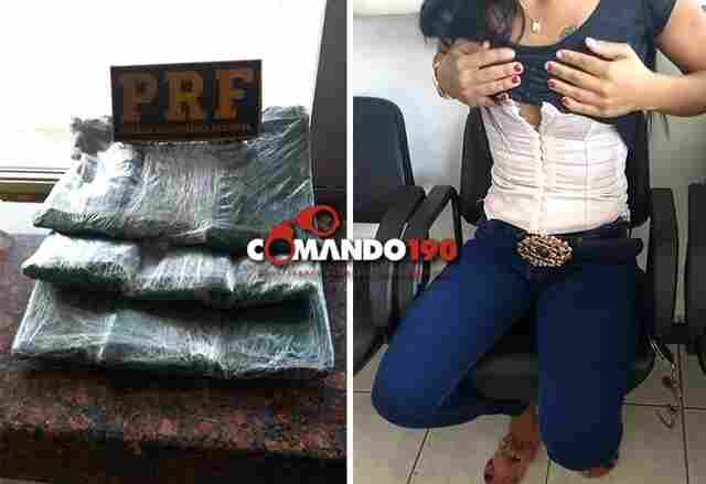 PRF prende mulher transportando cocaína em ônibus na BR-364