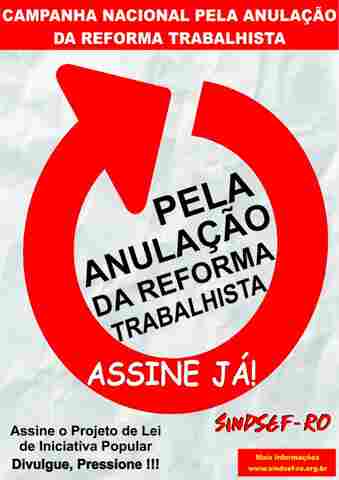 Sindsef recolhe assinaturas para Campanha Nacional pela anulação da Reforma Trabalhista