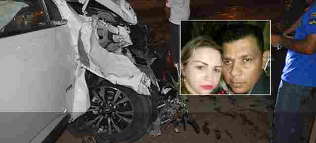 Acidente em viaduto entre caminhonete e moto deixa duas vítimas fatais