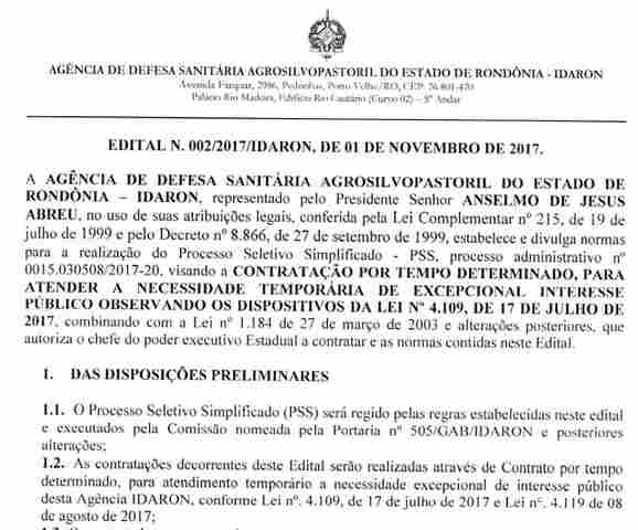 Após cancelamento, Idaron lança edital de nova seleção de veterinários