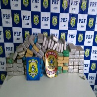 Ação conjunta da PRF e PF apreende 100 kg de cocaína escondidos em carregamento de madeira