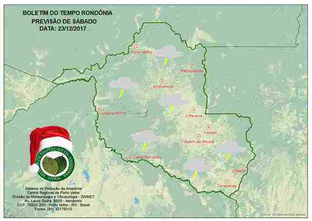 Sábado terá pouco sol e muita chuva em Rondônia