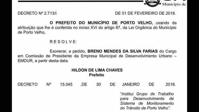 Breno Mendes é exonerado da Emdur