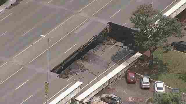 Parte de viaduto desaba no centro de Brasília