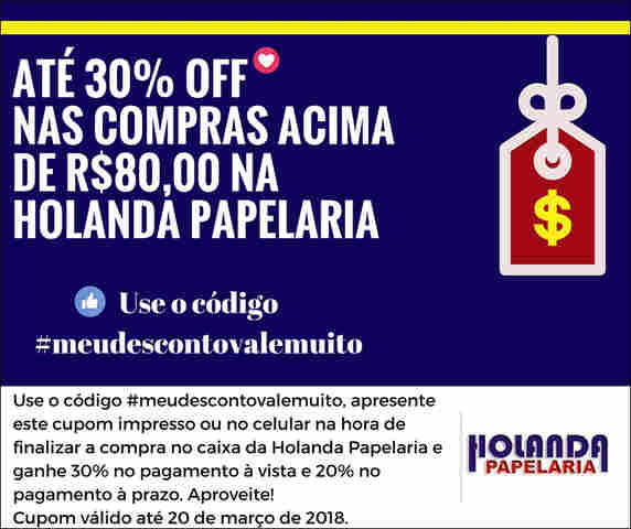 Aproveite o cupom de desconto da Holanda Papelaria e economize neste começo de ano